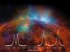 Measured X-ray fluorescence spectrum with emission lines